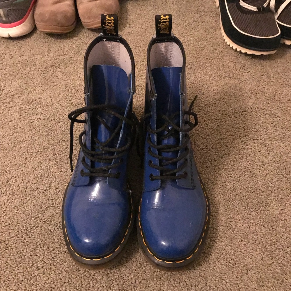 Blue patent leather Dr. Martens